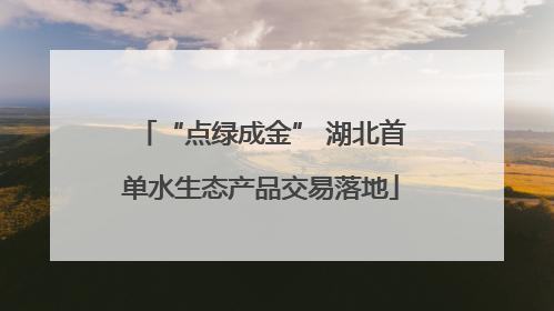 “点绿成金” 湖北首单水生态产品交易落地