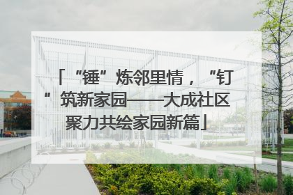 “锤”炼邻里情，“钉”筑新家园——大成社区聚力共绘家园新篇