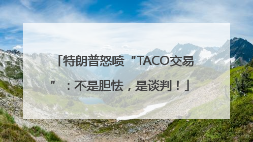 特朗普怒喷“TACO交易”：不是胆怯，是谈判！