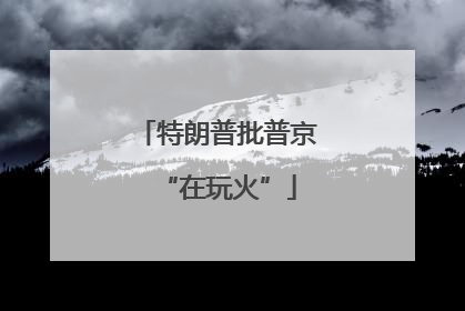 特朗普批普京“在玩火”