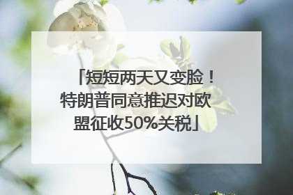短短两天又变脸！特朗普同意推迟对欧盟征收50%关税