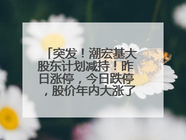 突发！潮宏基大股东计划减持！昨日涨停，今日跌停，股价年内大涨了197%
