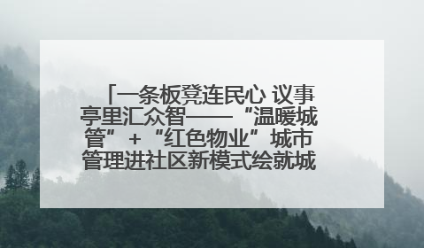 一条板凳连民心 议事亭里汇众智——“温暖城管”+“红色物业”城市管理进社区新模式绘就城市管理社区治理新画卷