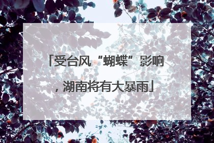 受台风“蝴蝶”影响，湖南将有大暴雨