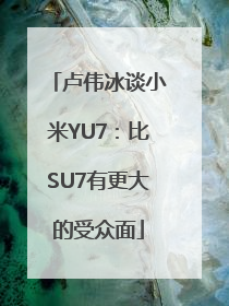 卢伟冰谈小米YU7：比SU7有更大的受众面