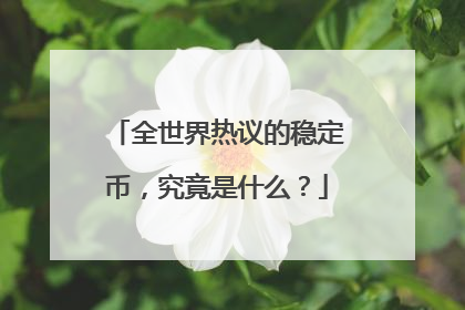 全世界热议的稳定币，究竟是什么？