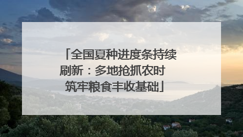 全国夏种进度条持续刷新：多地抢抓农时 筑牢粮食丰收基础