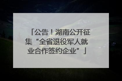 公告！湖南公开征集“全省退役军人就业合作签约企业”