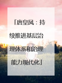 唐皇凤：持续推进基层治理体系和治理能力现代化