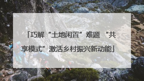 巧解“土地闲置”难题 “共享模式”激活乡村振兴新动能