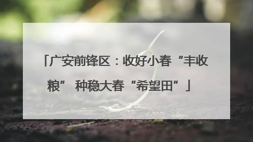 广安前锋区：收好小春“丰收粮” 种稳大春“希望田”