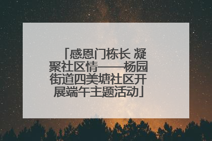 感恩门栋长 凝聚社区情——杨园街道四美塘社区开展端午主题活动