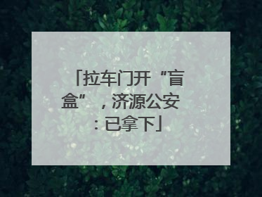 拉车门开“盲盒”，济源公安：已拿下