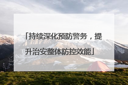 持续深化预防警务，提升治安整体防控效能