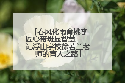 春风化雨育桃李 匠心带班显智慧——记浮山学校徐若兰老师的育人之路