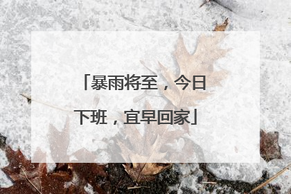 暴雨将至，今日下班，宜早回家