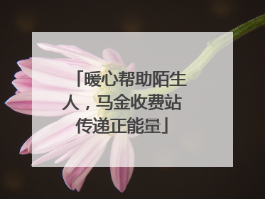 暖心帮助陌生人，马金收费站传递正能量