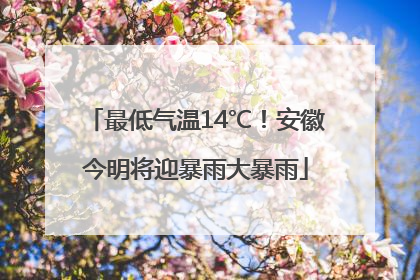 最低气温14℃！安徽今明将迎暴雨大暴雨