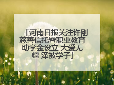 河南日报关注许刚慈善信托暨职业教育助学金设立 大爱无疆 泽被学子
