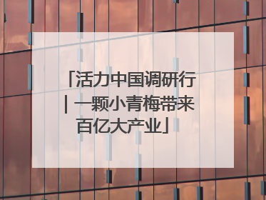 活力中国调研行｜一颗小青梅带来百亿大产业