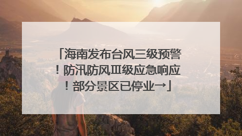 海南发布台风三级预警！防汛防风Ⅲ级应急响应！部分景区已停业→