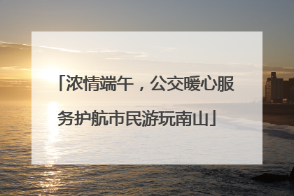 浓情端午，公交暖心服务护航市民游玩南山