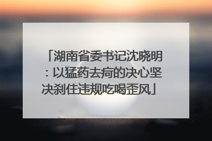 湖南省委书记沈晓明：以猛药去疴的决心坚决刹住违规吃喝歪风