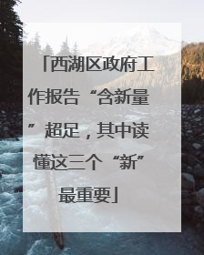 西湖区政府工作报告“含新量”超足，其中读懂这三个“新”最重要