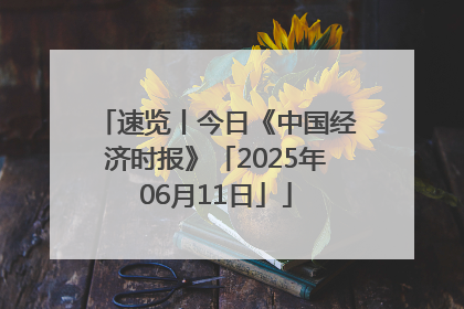 速览丨今日《中国经济时报》「2025年06月11日」
